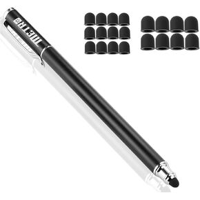 Capacitive Stylus Pens, Rubber Tips 2-in-1 Series, High Sensitivity & Precision styli Pens for Touch Screens Devices (*Black)
