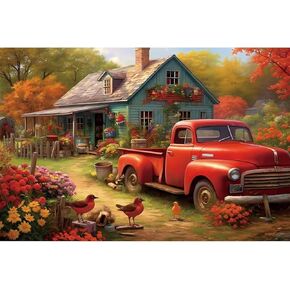 1000 Piece Puzzle for Adults,Wooden Jigsaw Puzzles,Puzzles for Adults 1000 Pieces and Up,House in The Countryside Puzzles for Adults,Artistic Decorations, Educational Toys,Finished Size 29.5"X20"