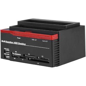 Dual-Bay USB 2.0 2.5in/3.5in SATAI/II/III & IDE HDD Enclosure Docking Dock Station USB2.0 Hub Card Reader,Portable Hardisk for 2000/XP/Vista，Win7/8,Linux,for M2/MS/TF/SD/MMC/MS/CF/XD Card