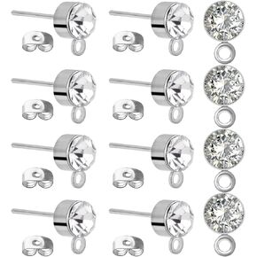 100pcs 5mm Rhinestone Earring Studs & Backs for DIY Jewelry Making