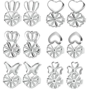 Earring Backs Lifters, 6 Pairs Hypoallergenic Secure Earring Backs Adjustable Earring Backings for Droopy Ears and Heavy Earring