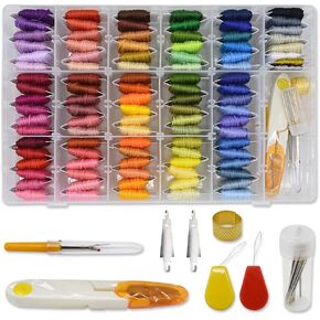 Embroidery Floss Thread Kit 100％ Cotton Floss Bobbins and Cross Stitch Kit Bracelets Floss Crafts Floss (96 Color)