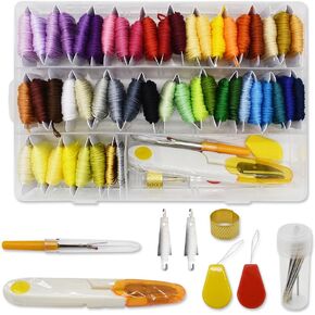 Embroidery Floss Thread Kit 100％ Cotton Floss Bobbins and Cross Stitch Kit Bracelets Floss Crafts Floss (96 Color)