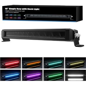 4WDKING LED Light Bar 10 Inch RGBW Off Road LED Work Light 50W Spot Flood Combo Light Bar with DT Wiring Harness IP69K Waterproof Driving Fog Lamp for Trucks Pickup Wrangler SUV ATV Jeep