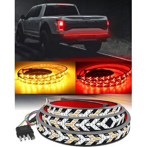 TOPKU LED Pickup Truck Tail Light Strip,Truck Tailgate Dynamic Light Bar, 48" Flexible Flowing drl Strip Bar with Red Brake Amber Turning Signals Strobe Lights