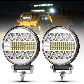 BUNKER INDUST 4 Inch LED Light Pods,2 Pcs Round Tractor Work Light Spot Flood Driving Small Light Bar Waterproof for Truck Equipment Vehicle Pickup UTV ATV Golf Cart