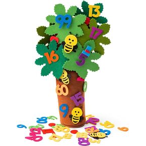 OSNIE 34Pcs Tree and Letter Props Freestanding Coconut Tree Toy Felt Alphabet Game Increase Interest Learning Enhance Hands-On Skills Game Teaching Toy Gifts for Toddlers Kids Early Education