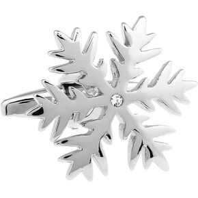 Snowflake Winter Christmas Pair Cufflinks in a Presentation Gift Box & Polishing Cloth