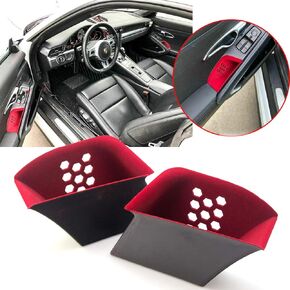 Xotic Tech Door Armrest Storage Box Organizer Compatible with Porsche 911 2013-2019 & Boxster Cayman 2014-2018 Inner Front Side Pallets Container Cover Kit Handle Pocket Phone Container (Black) -2pcs