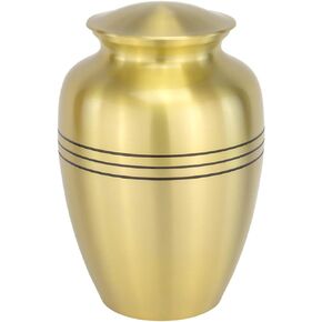 Feather Band Cremation Urn for Ashes in Pewter - Extra Large, Brass, Silver Urn, Extra Large Adult Sized Cremation Urn, 12 Inches High
