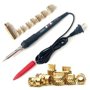 Vertical Heat Press Machine-Heat Set Insert Tool (Insertion Height 210mm) with Heat Set Tips M2-M8 add Brass Metric Knurled Nuts for Threaded Inserts for Plastic and 3D Printing Components