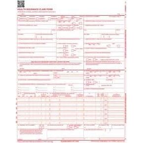 نماذج مطالبات CMS 1500 الجديدة - 500 ورقة (إصدار 02/12) لطابعات الليزر أو الطابعات النافثة للحبر