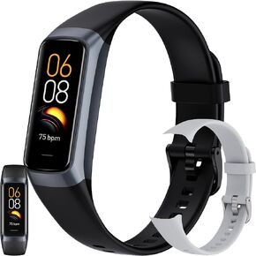 Smart Watch Fitness Tracker with Heart Rate Monitor, Step Counter, Sleep Monitor, Calorie Tracking, 1.1" AMOLED 3ATM Activity Tracker, Waterproof Step Tracker for Android iPhones Women Men (Black)