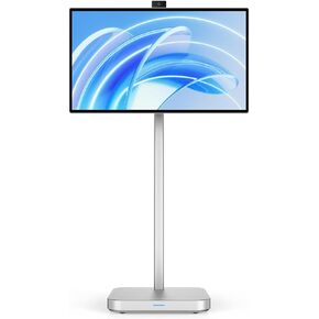 INNOCN 32 Inch 4K Smart Touchscreen Portable Mobile Monitor with Android OS, Built-in 9800mAh Battery, Pivot Adjustment, USB Type C, 8.0MP Webcam, Mic, Silver