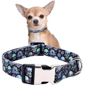 Colorful Leopard Dog Collars XS, Pretty Pattern Print Cheetah Dog Collar Metal Buckle Durable Soft Girl Puppy Collars for XSmall Small Medium Large Breed Pet Female Dogs Cats, X-Small