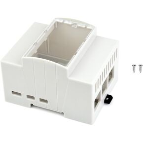 DIN Rail ABS Case for Raspberry Pi 5, for Raspberry Pi 5 Case Clear Top Window Large Inner Space Compatible with Various Raspberry Pi Hats-PoE HAT (F), RS485 CAN HAT, 2-CH RS485 HAT