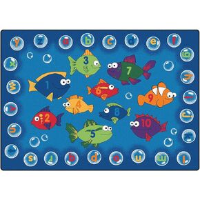 Carpets for Kids 6813 Fishing for Literacy Play Rug 3ft 10in x 5ft 5in Rectangle Blue
