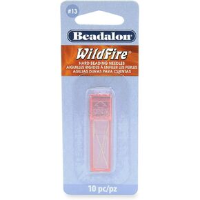 Beadalon Hard Needles, 13, for Bead Cord Sizes up to .011 in, 10 Pieces with case,Silver