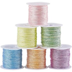 SUNNYCLUE 6 Colors 0.8mm Wax Cord String Waxed Bracelet Cords 12-Ply Waxed Polyester Cord Waxed Cord Knotting Sewing Thread String Cord Colorful Beading String for Jewelry Making Bracelet Necklace