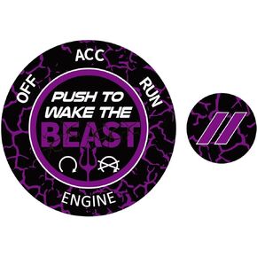 TOOLEPIC Push Start Button Cover for Dodge Challenger Charger Durango Ram Accessories 2015-2024, Engine Start Ignition Kit Baby Blue Badge Emblem–Push to Wake The Beast Design Style-Car Decals