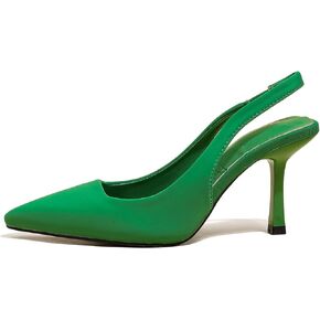 Women High-heel Fabric Slingback Pumps Kitten Heel Pointed Toe Slip-On Back Strap Sandals Mules Court Shoes in Kuwait