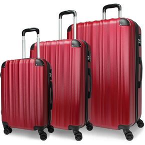 World Traveler Kemyer Quest Hardside Lightweight Expandable Spinner Suitcase Luggage, Burgundy, 2-Piece Set(20in,25in)