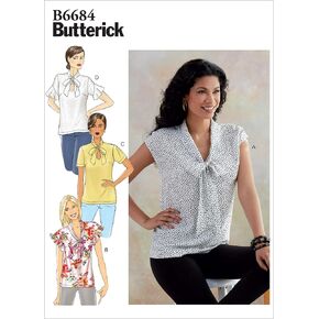 Butterick B6684A5 Easy Women's Pullover Blouse Sewing Patterns, Sizes 6-14