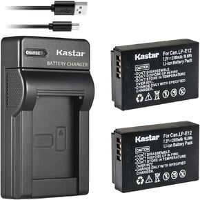 Kastar Battery (X2) & Slim USB Charger for Canon LP-E12 and Canon EOS 100D, EOS Rebel SL1, EOS M Camera System & Canon LPE12 Grip