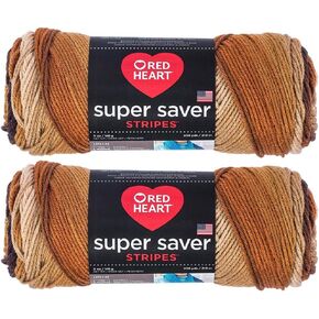 Bulk Buy: Red Heart Super Saver (2-Pack) (Latte Stripes, 5 oz Each Skein)