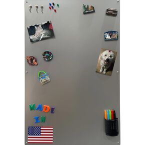 Large Magnetic Board for Wall - Magnet Display Board - Magnetic Bulletin Board - Dry Erase Memo Board- Made in USA (Metallic Silver, 23""Wx35""L), MB2335MS
