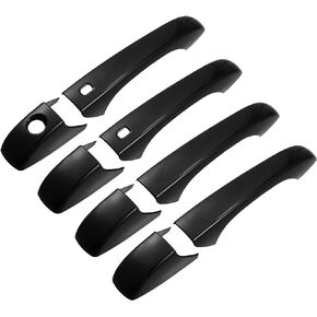 X AUTOHAUX 8pcs ABS Exterior Side Door Handle Cover Trim for Dodge Durango 2011-2021 for Jeep Grand Cherokee 2014-2021 for Chrysler 200 2011-2014 Black with Smart Key Hole