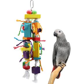 Wontee Bird Toys Parrot Chewing Toys Wood Blocks Tearing Toys for Parakeet Cockatiel Sun Conure African Grey Indian Ringnecks Small and Medium Sized Birds (Medium)