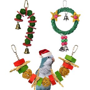Super Bird Creations SB50015 Holiday Assortment - Christmas Bird Toys for Ringnecks Medium Conures - Encourages Exploration & Chewing Instincts - Festive Accessories for Senegals - Medium Bird Size