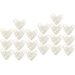 20pcs Loving Heart Natural Rattan Wicker Balls Handmade Ornament Crafts, Bowl, Rabbits, Parrot, Bird Toys