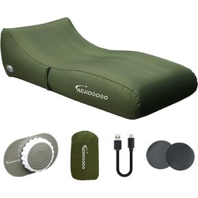 PS2 Inflatable Lounger Air Sofa Chair, Built-in Air Pump Self-Inflatable Air Sofa Couch, Perfect for Beach Chair Camping Chairs or Portable Hammock for Outdoor Backyard Blow Up Lounger