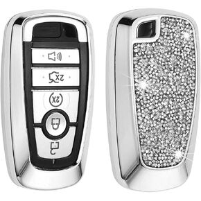 Royalfox 3 4 5 Buttons 3D Bling Diamonds Smart keyless Entry Remote Key Fob case Cover for 2017 2018 Ford Mustang Explorer Edge Fusion F150 F250 F350 F450 F550 (Pink)