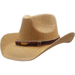 SAJUZEN Men & Women's Straw Cowboy Hat with Wide Brim