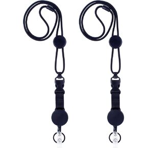 XIANGXING 2 حزمة حبل مستدير شديد التحمل قابل للسحب، سلسلة مفاتيح بحزام رقبة منفصل مع بكرة شارة للرجال والنساء ومفاتيح حامل البطاقات in Kuwait