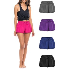 Sexy Basics Women's Quick Dry Yoga Running Training Shorts w Drawstring - Multi Packs/Colors