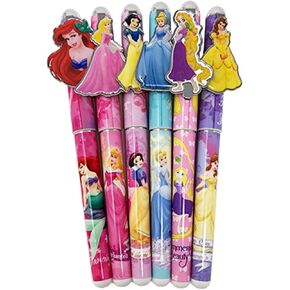 Disney Princess 6 Pen Set, Snow White, Cinderella, Belle, Ariel, Rapunzel, Aurora