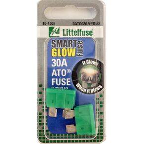 Littelfuse 0ATO030.VPGLO ATO SmartGlow 12 Volt DC 30 Amp Fuse, (Pack of 2)