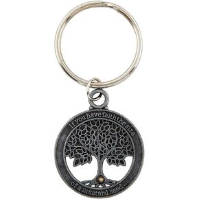 Needzo Authentic Mustard Seed Keychain with Prayer Card, Faith Based Key Ring Accessory, Religious Inspirational Gifts, 2 ⅝ Inches with 3 Inch Sheet