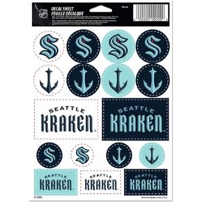 WinCraft NHL Seattle Kraken 5" x 7" Variety Sticker Sheet (17 Stickers, 1 Sheet)