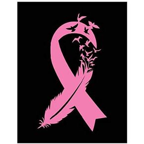 Bird Feather Breast Cancer Ribbon Vinyl Decal | Pink | Made in USA by Foxtail Decals | for Car Windows, Tablets, Laptops, Water Bottles, etc. | 2.6 x 4.5 inch