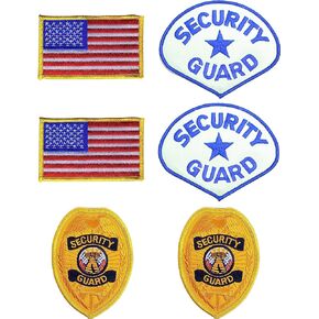 RYNO GEAR Embroidered Patch Emblems Set - (Security Guard Set (Royal Blue ON White - Gold ON Gold))