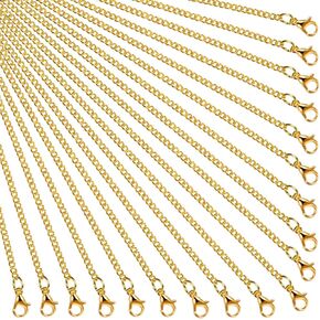 Hicarer 24 Pack Necklace Chains Bulk Gold Plated Chain for Jewelry Making Link Chains with Lobster Clasps for Woman DIY Necklace Jewelry Making Supplies