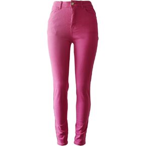 Aodrusa Hot Pink Mom Jeans for Women High Waisted Stretchy Skinny Denim Pants