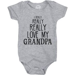 Crazy Dog T-Shirts Baby Really Really Love My Grandpa Cute Funny Infant Creeper Bodysuit