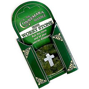Connemara Marble Worry Stone with Etched Cross