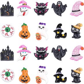 SUNNYCLUE Halloween Cabochons Resin Halloween Bead Charms No Hole Flat Back Cabochon Bulk Flat Backs for Jewelry Making Supplies Adult Scrapbooking Embellishments